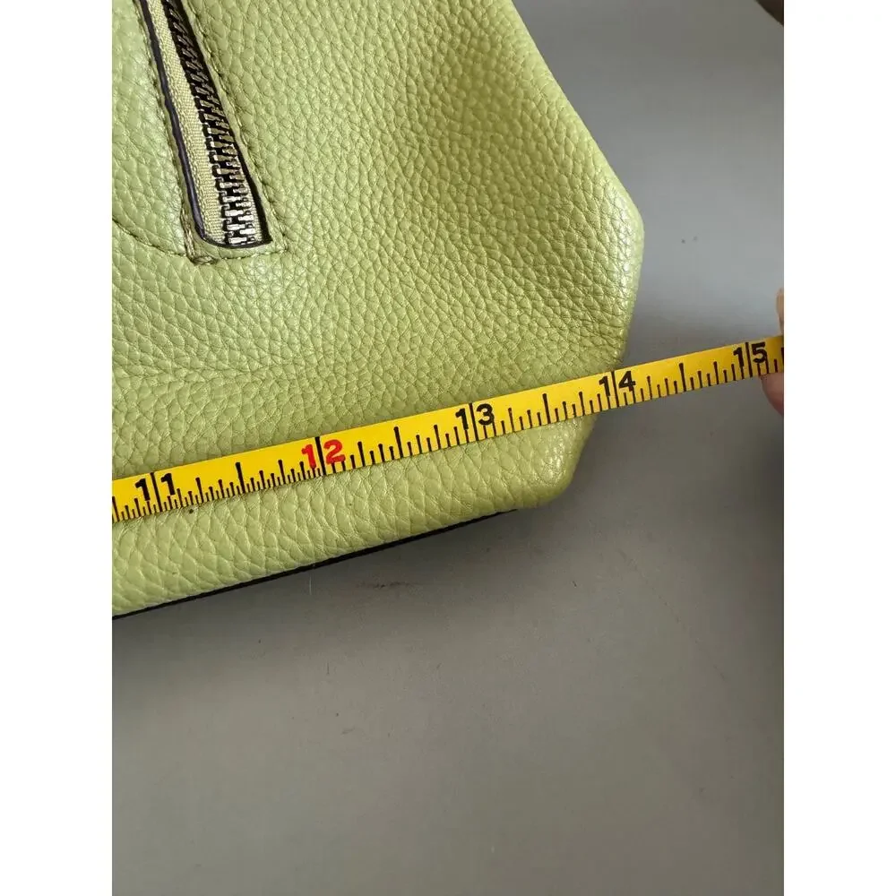 Nanette Lepore Green Shoulder Bag Tote Gold Hardware Front Zip Pocket Pastel